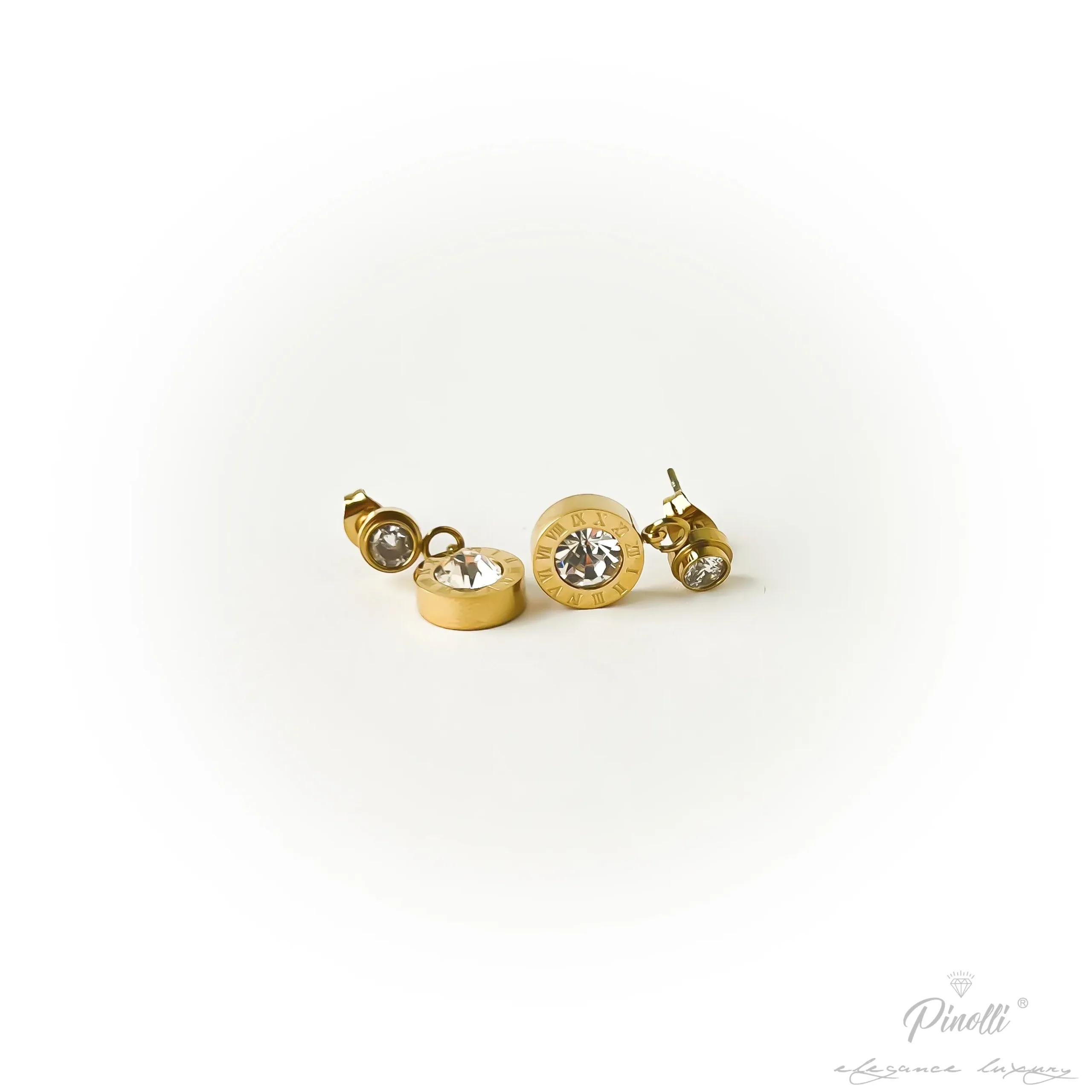 Cercei damă Imperial Circle cu cristale Swarovski și cifre romane elegant Pinolli