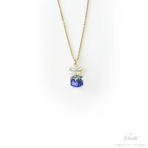Lant floricica cu piatra albastra swarovski