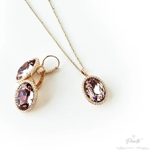 Set cu pietre - oglinda roz