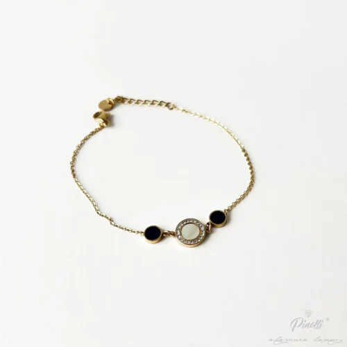 Bratara cu negru si pietre albe