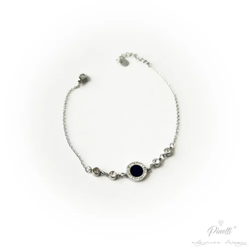 Bratara pietre albe si decor negru