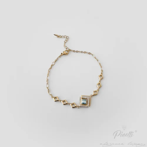 Brățară Golden Azure Frame cu cristal albastru ciel bijuterie dama Pinolli
