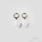 Cercei Golden White Drop eleganti dama Pinolli