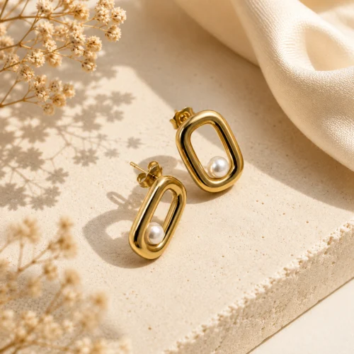 Cercei Perla Frame Gold Pinolli detail