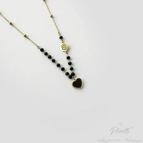 Colier Amore Nero Heart cu onix elegant dama Pinolli