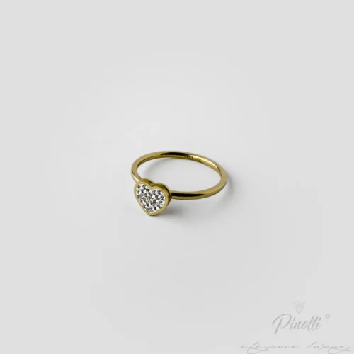 Inel Amore Crystal Heart Gold elegant Pinolli