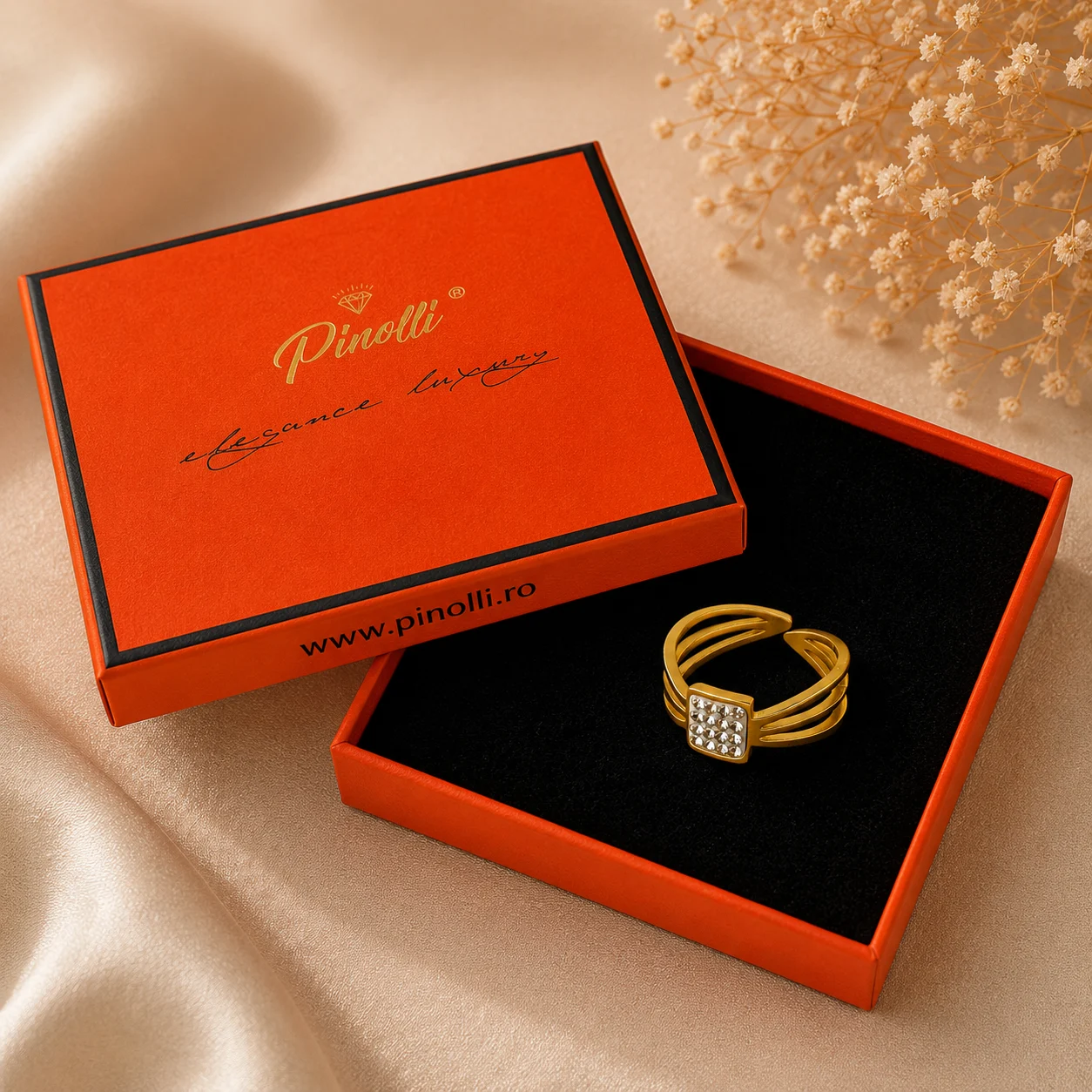 Inel Infinity Crystal Gold Pinolli Box