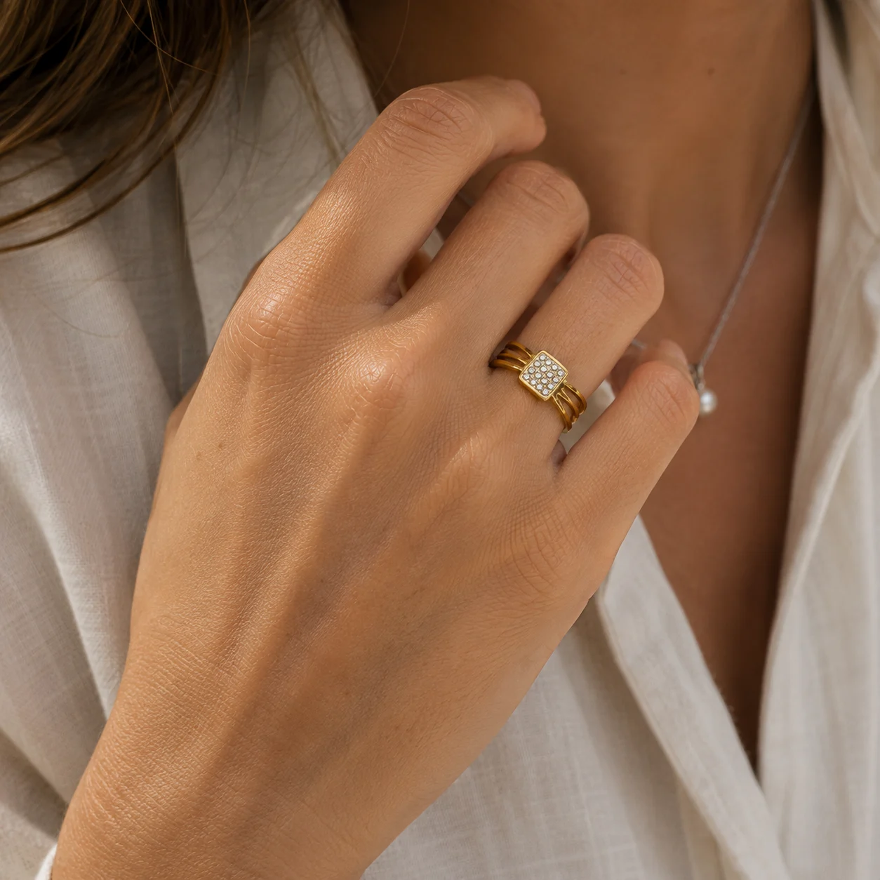 Inel Infinity Crystal Gold Pinolli Model