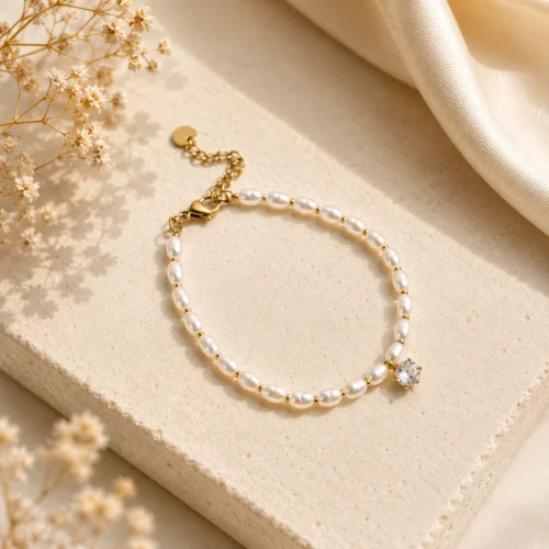 Brățară Perla Luce Gold Crystal cu perle si pandativ din cristal bijuterie dama Pinolli