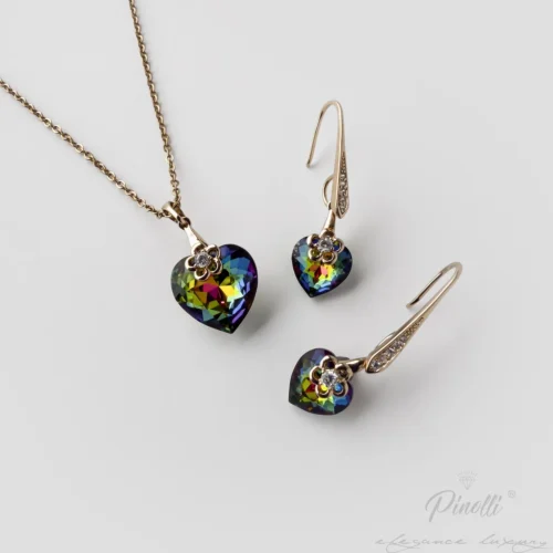 Set colier si cercei Amore Prism Gold detaliu Pinolli