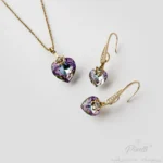 Set colier si cercei Amore Prism Gold Pink closeup Pinolli