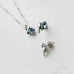 Set colier si cercei Azzurro Cielo Silver closeup Pinolli