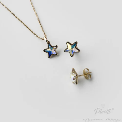 Set colier si cercei Stella Azzurra Oro elegant closeup Pinolli