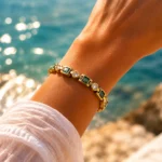 Brățară Golden Verde Ritmo cu cristale verzi si albe bijuterie dama Pinolli