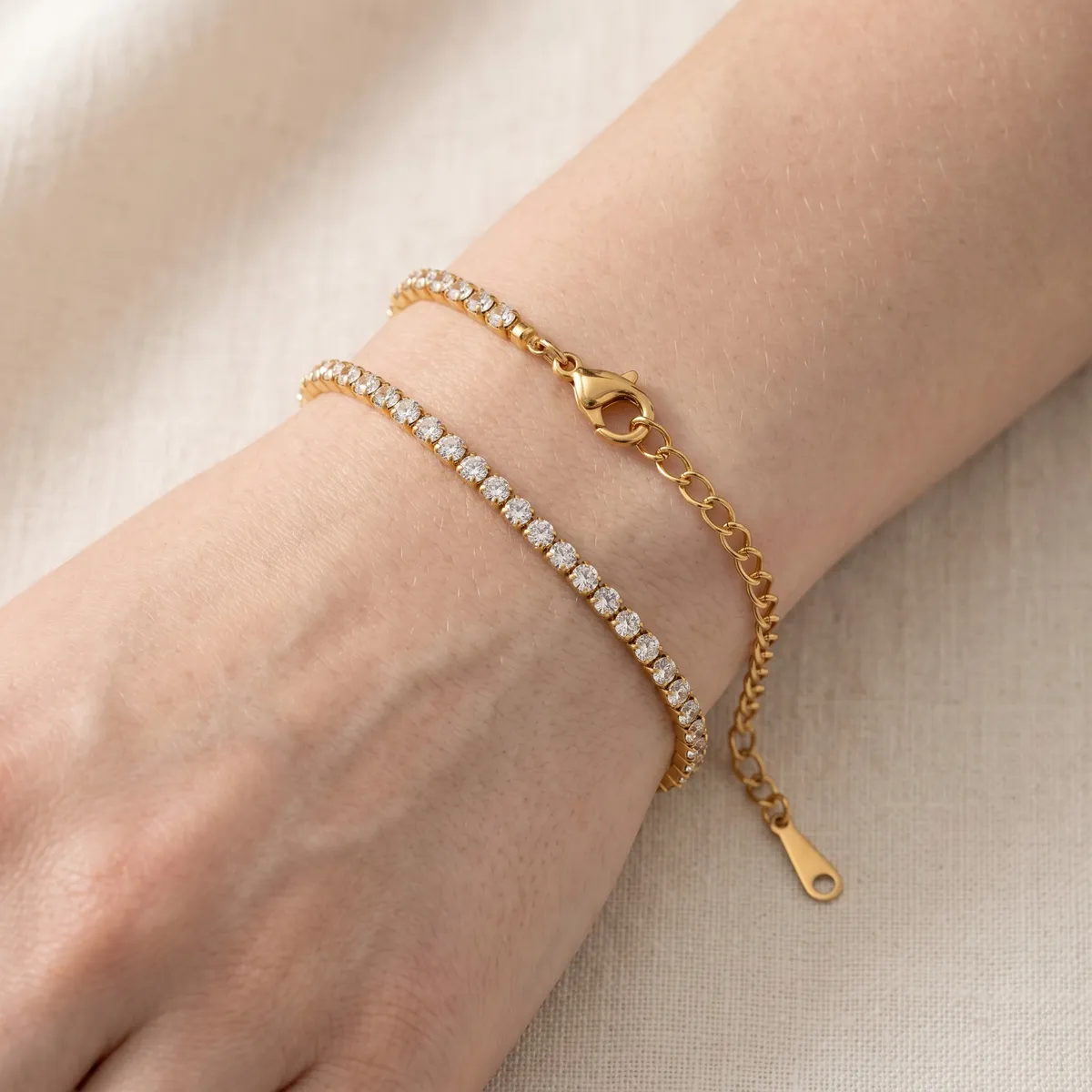 Brățară Tennis Crystal Line Gold - imagine 2