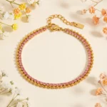 Bratara Tennis Rosa aur 24k cu cristale