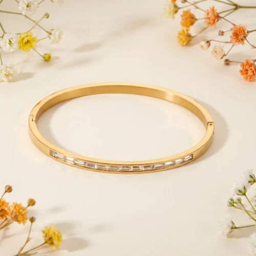 Bratara Crystal Line aurie cu cristale