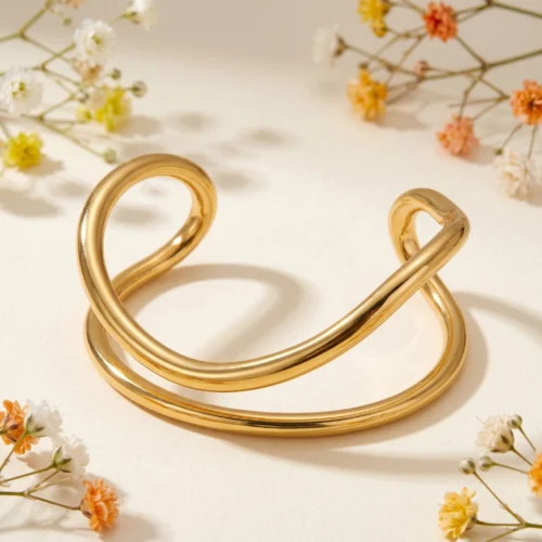 Brățară fixă Double Wave Gold bijuterie dama Pinolli