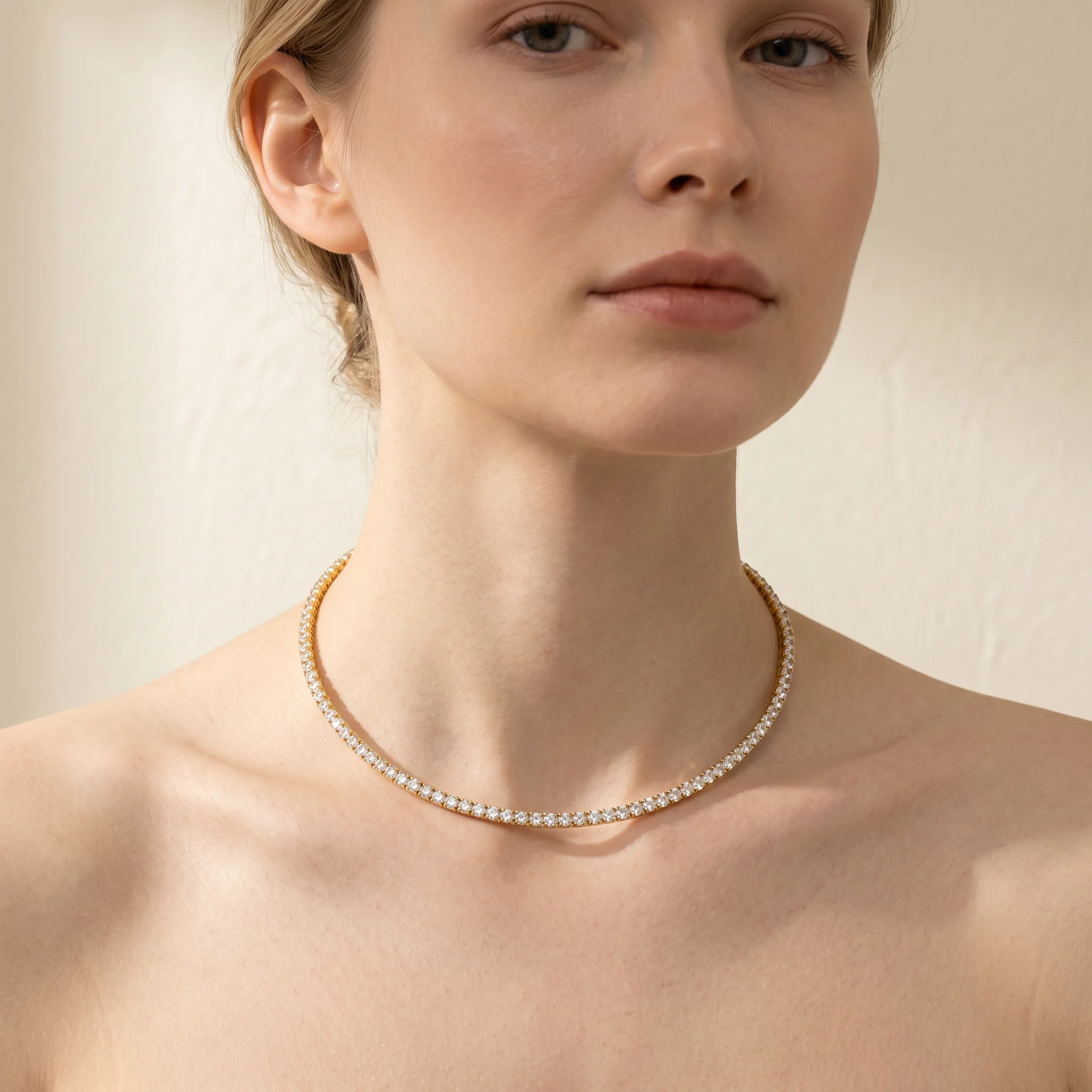 Colier tip Choker Tennis Riviera Gold Model Neck