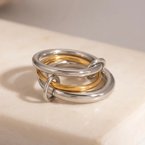 Inel Trinity Link Gold & Silver - product