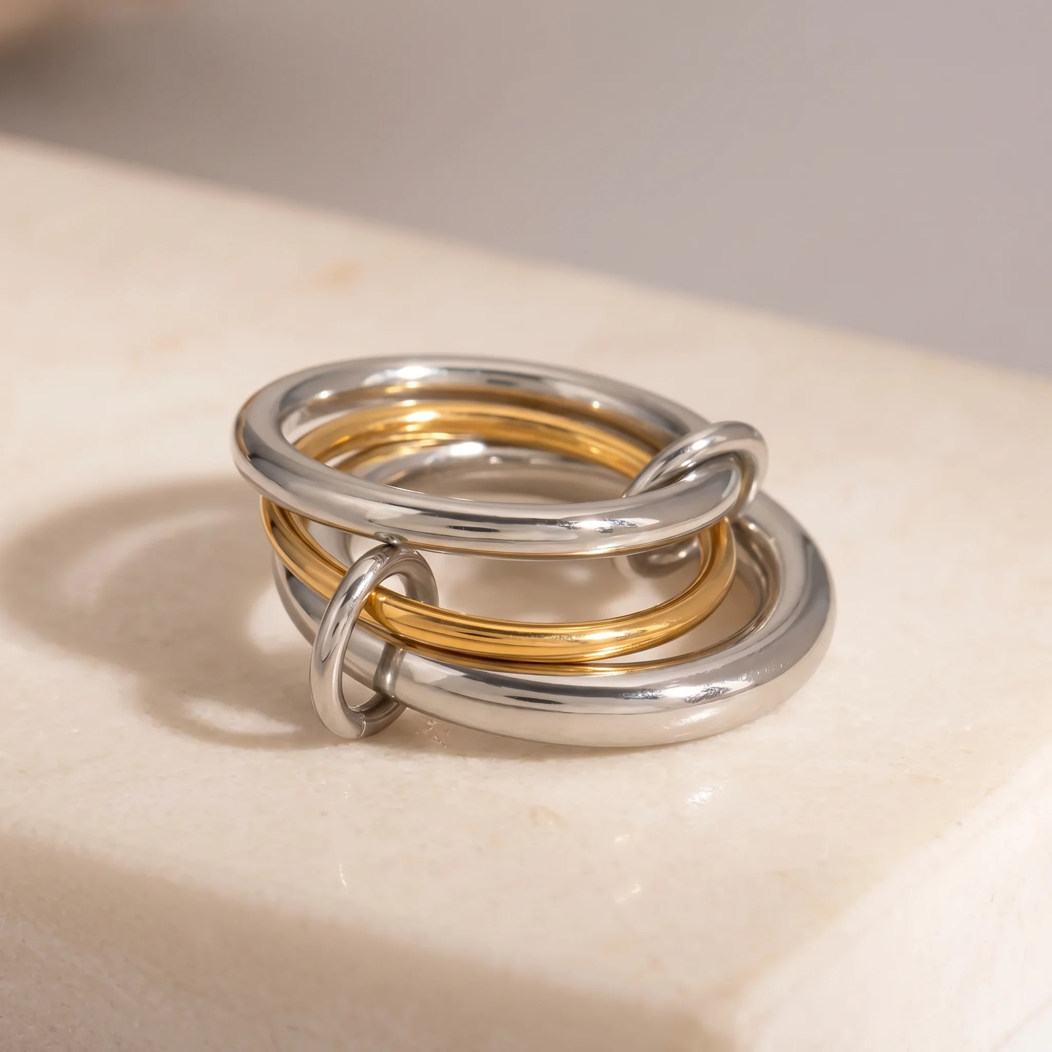 Inel Trinity Link Gold & Silver - product