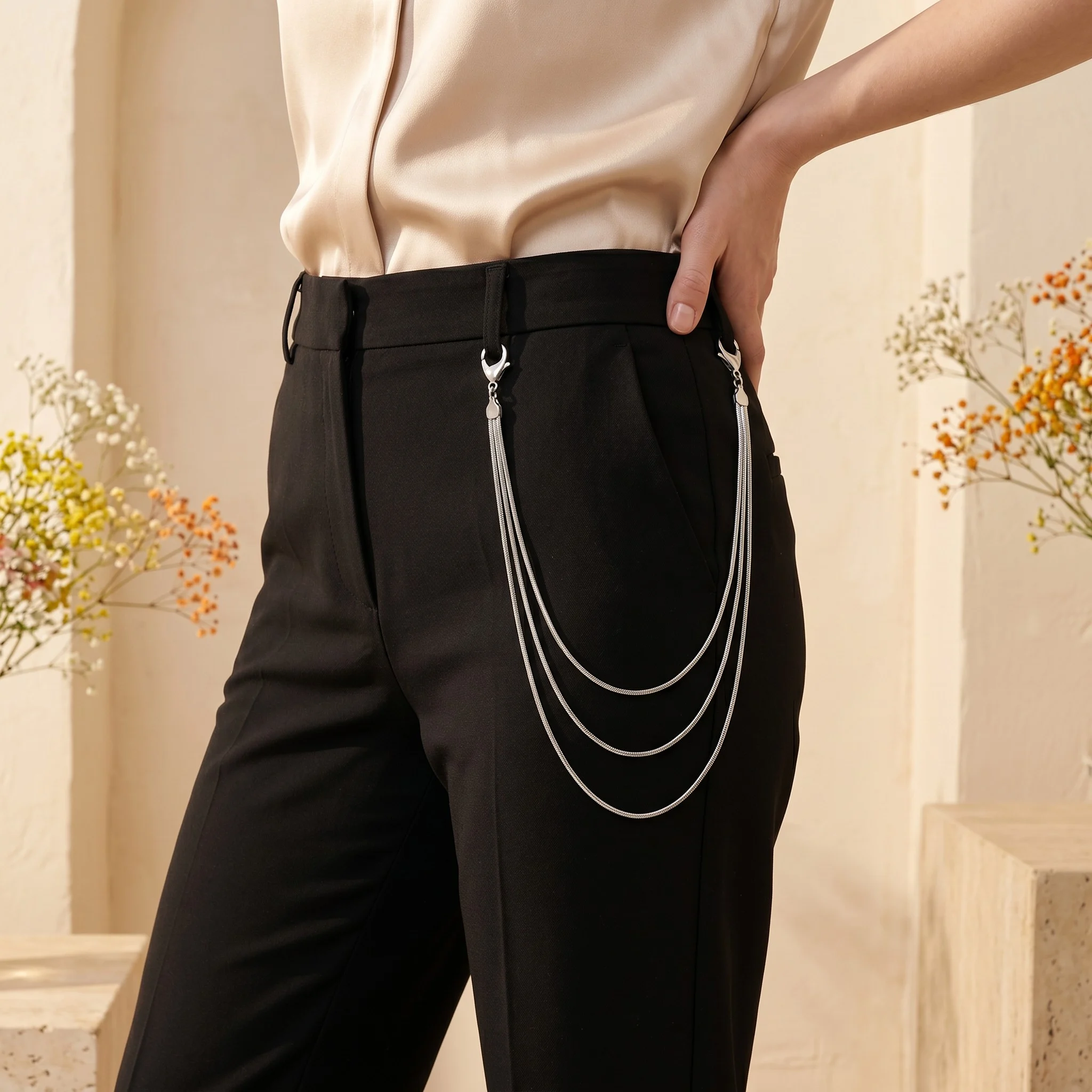 Lanț pentru pantaloni Serpente Trio Silver Model 2