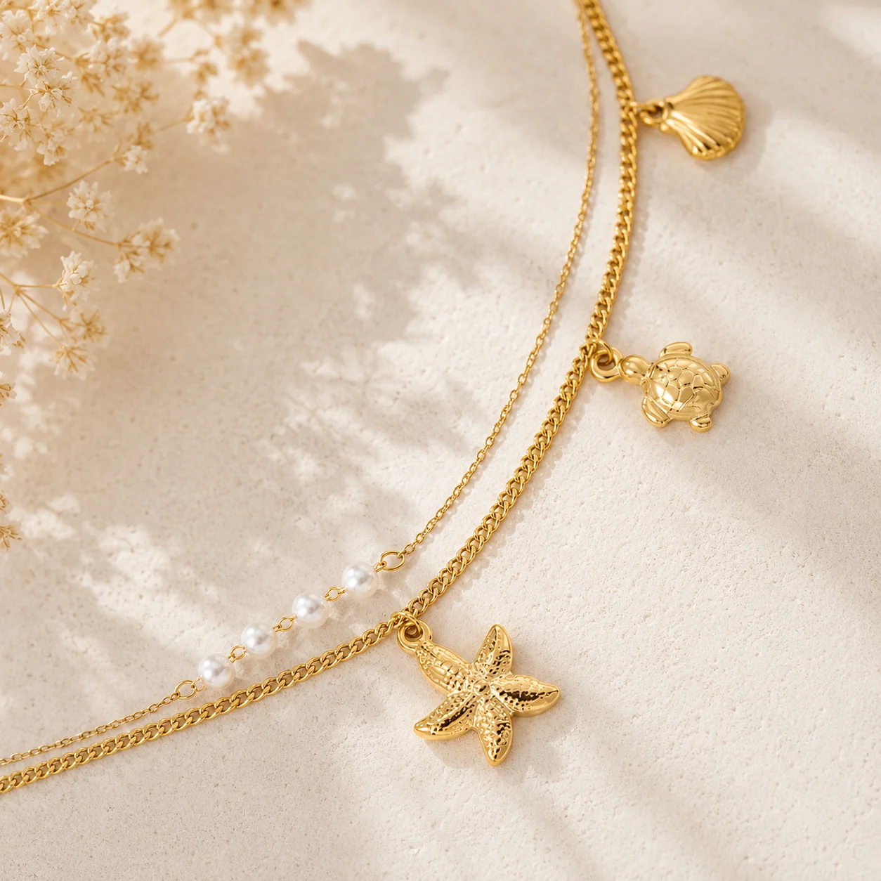 Lant de talie Ocean Pearls Gold Closeup