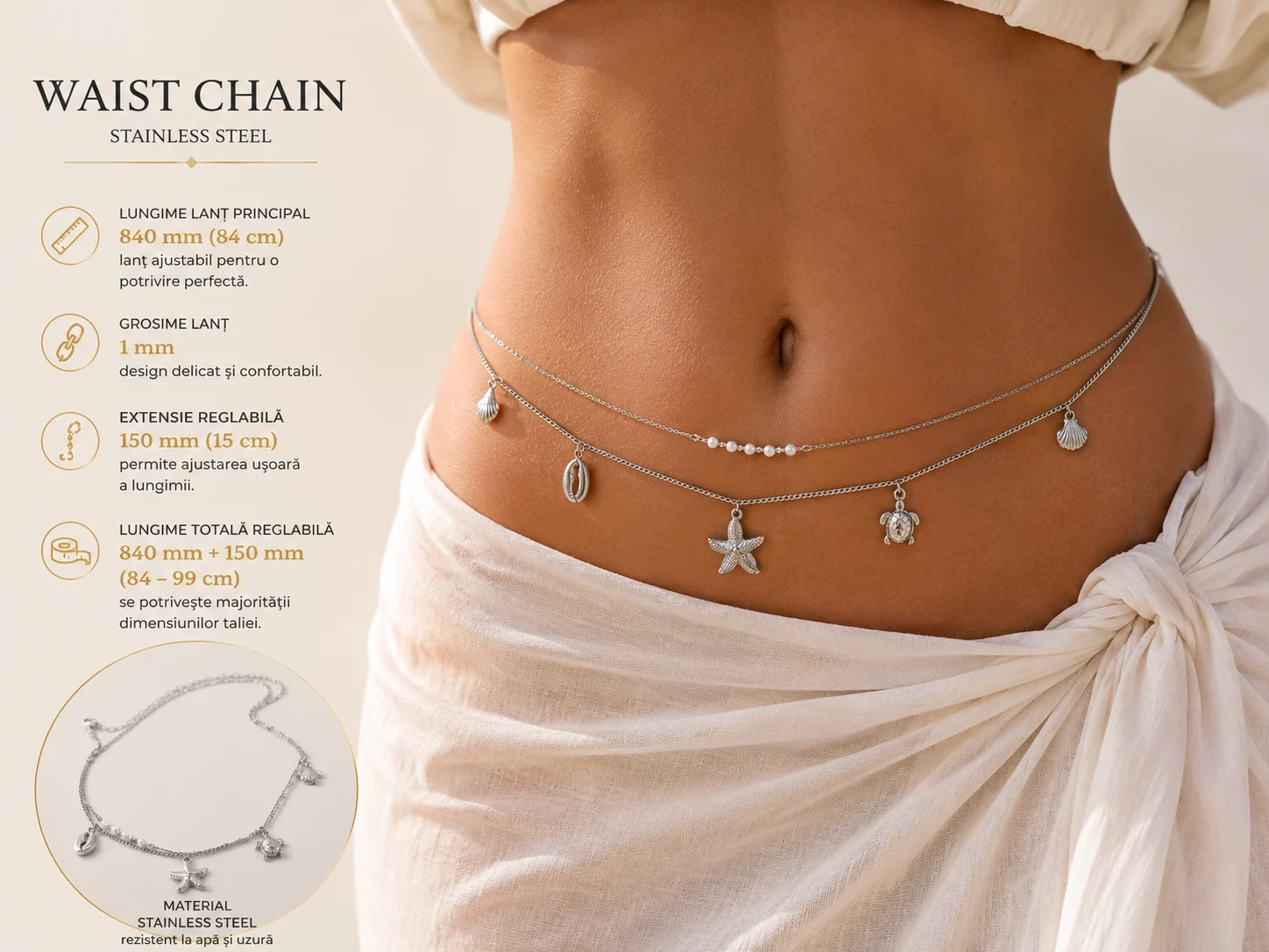 Lant Talie Ocean Pearls Silver Size