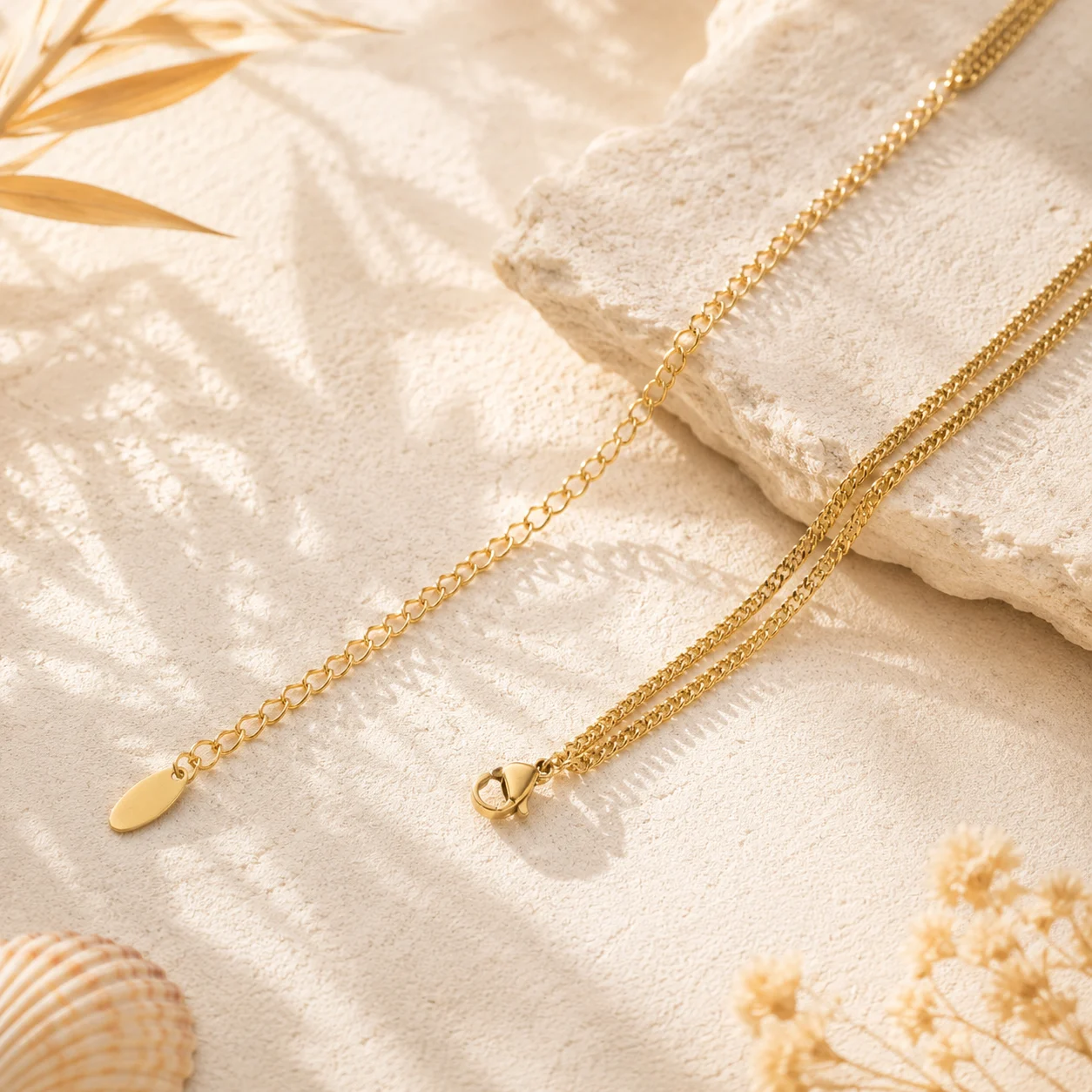 Lant de talie auriu cu stea de mare si perle Stella Marina Gold Lock