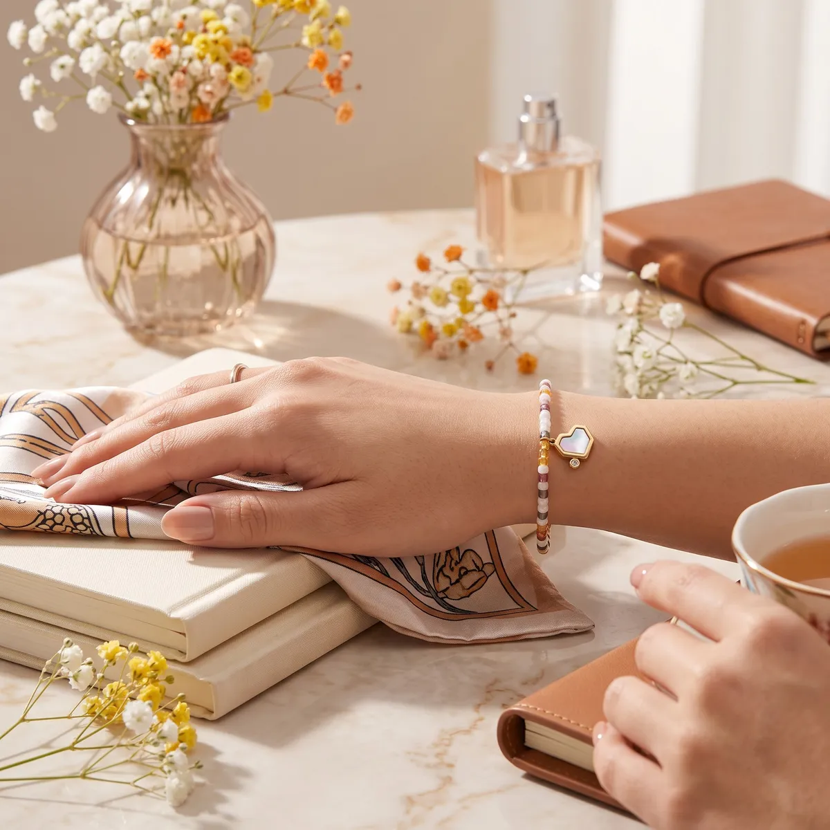 Bratara Amore Pastel auriu 14k cu inima, vedere suplimentara