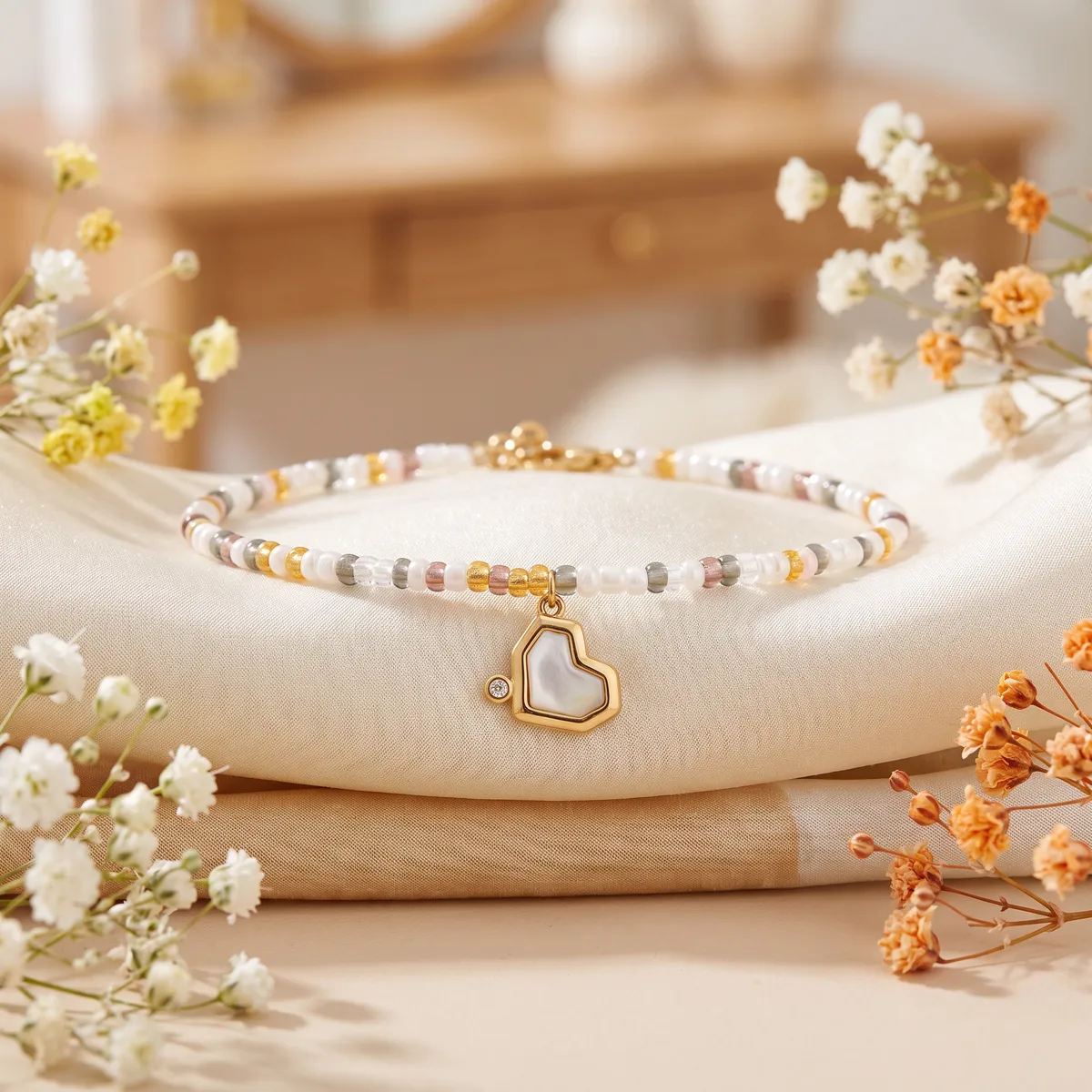 Bratara Amore Pastel auriu 14k cu inima, vedere suplimentara