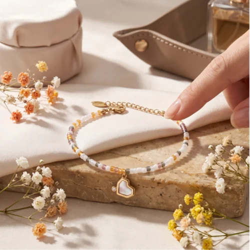 Bratara Amore Pastel auriu 14k cu inima