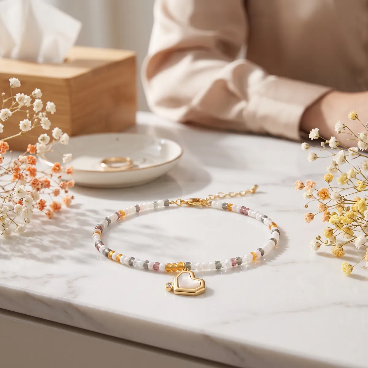 Bratara Amore Pastel auriu 14k cu inima, vedere suplimentara