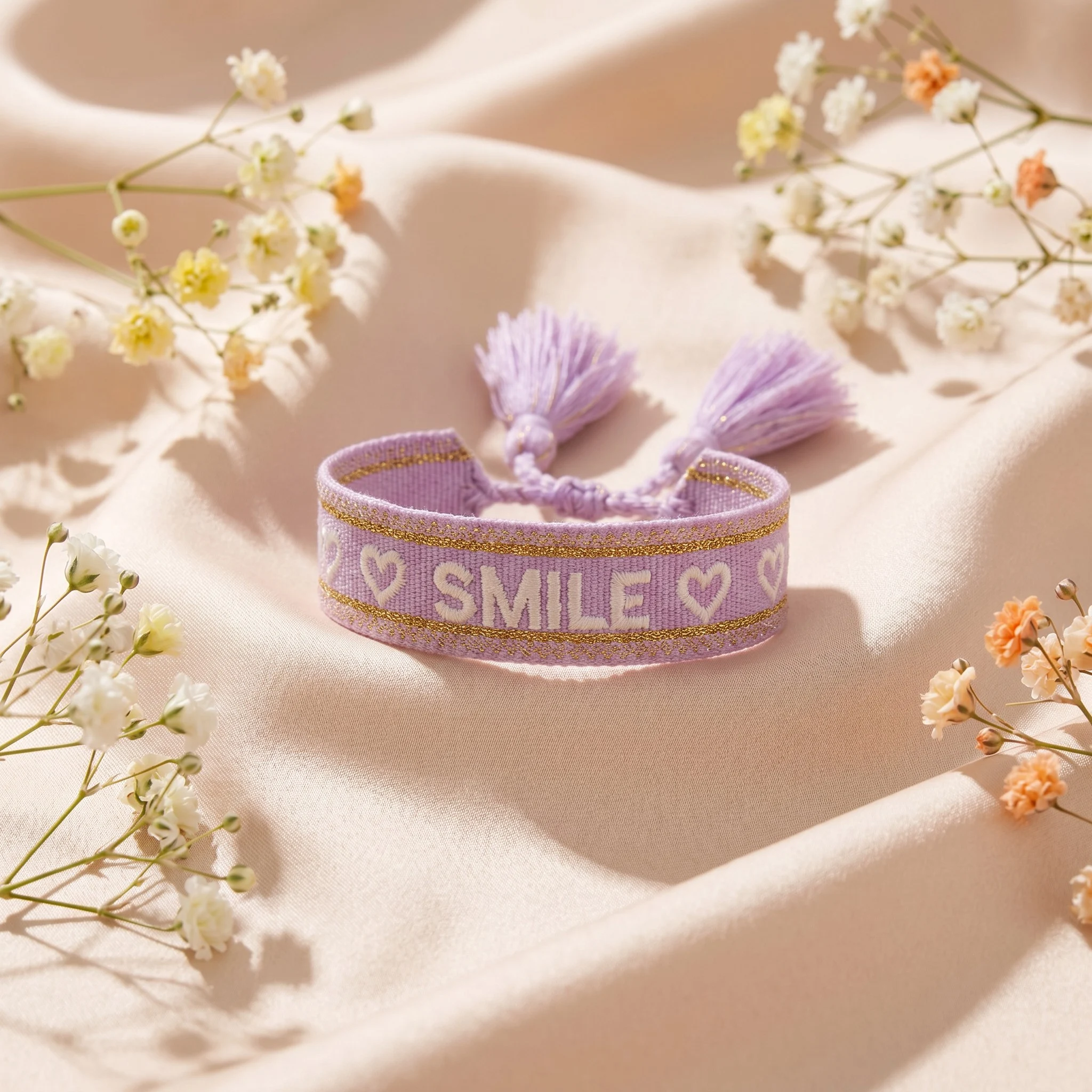 Bratara textila Smile auriu 14k, vedere suplimentara