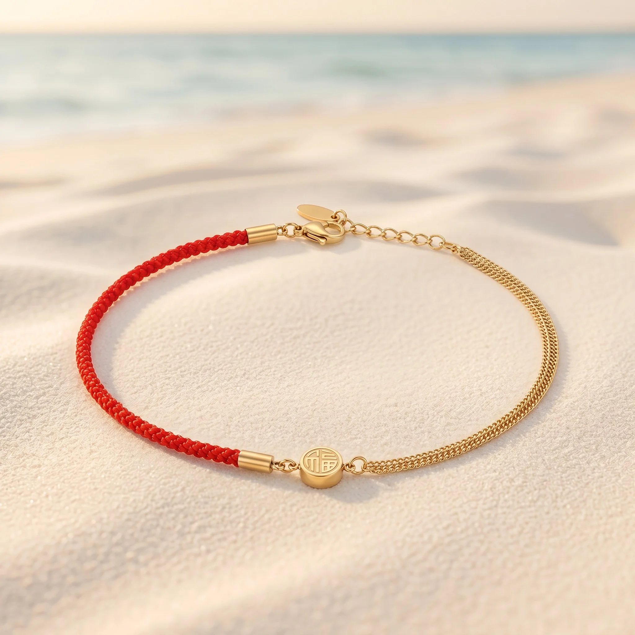 Brățară de picior Red Fortune Gold Product Sand Closeup