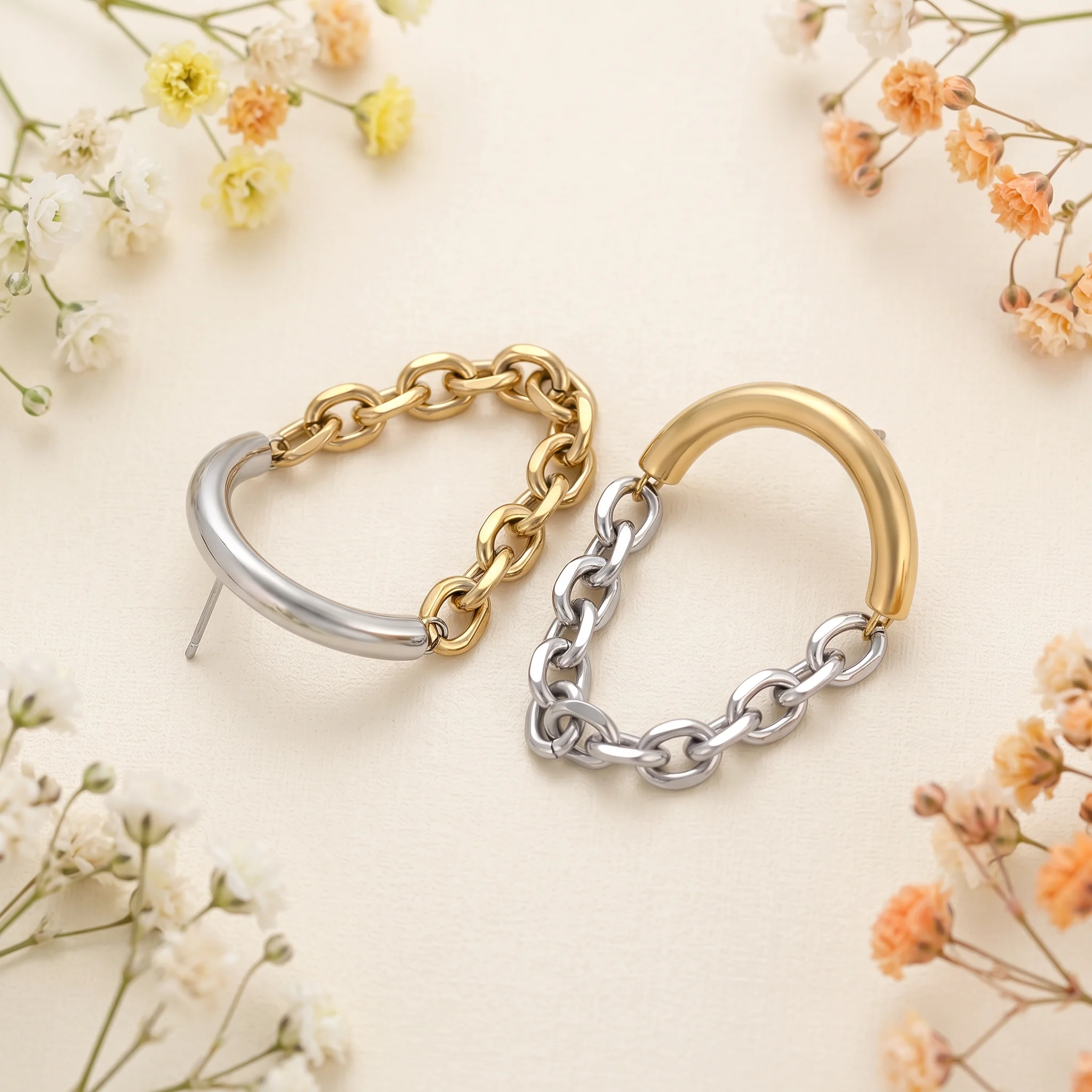 Cercei Catena Duo aur 14k + argintiu, vedere suplimentara