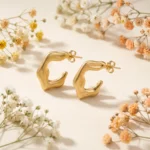 Cercei Onda aur 14k, detaliu produs