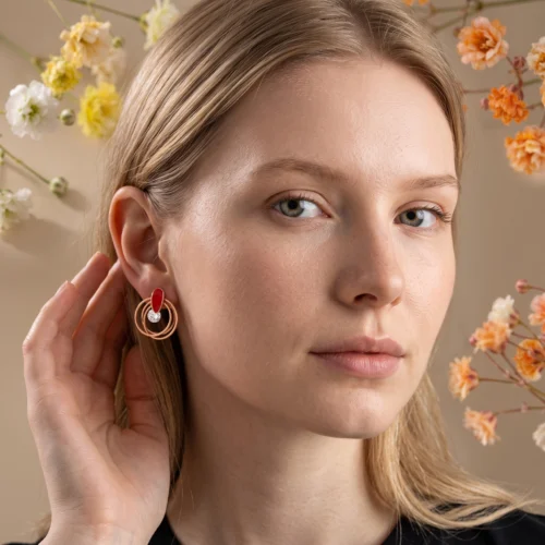 Cercei Rosso Luce Rose Gold bijuterie dama Pinolli