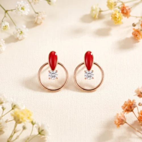 Cercei Rosso Luce Rose Gold bijuterie dama Pinolli