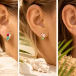 Set 3 perechi cercei Tropical Joy Gold bijuterie dama Pinolli